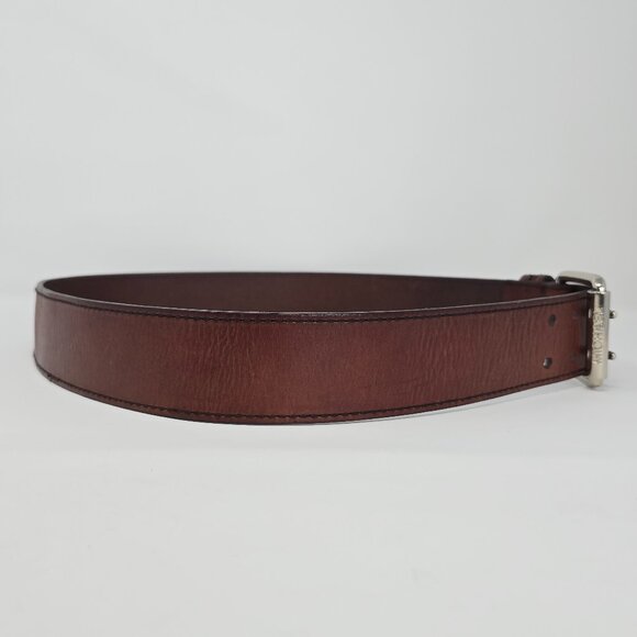 MICHAEL Michael Kors Brown Leather Wide Belt XL Silver Tone Double Prong Buckle main image 8